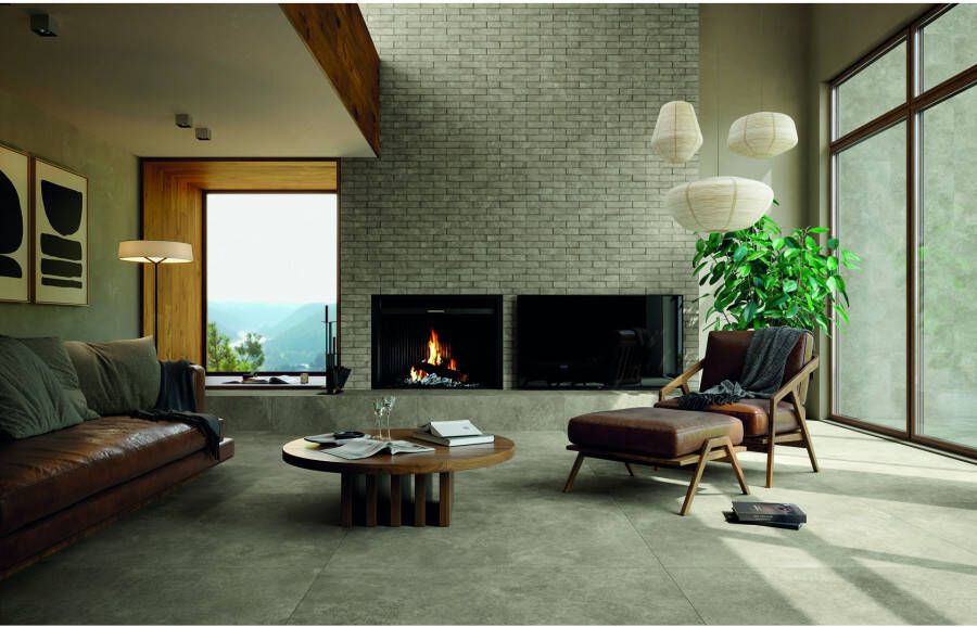 Fap Ceramiche Nobu Vloer- en wandtegel | 120x120 cm | Gerectificeerd | Natuursteenlook | Mat Grijs