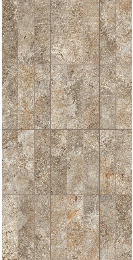 Fap Ceramiche Nobu Vloer- en wandtegel | 6x24 cm | Gerectificeerd | Natuursteenlook | Mat Bruin Grijs