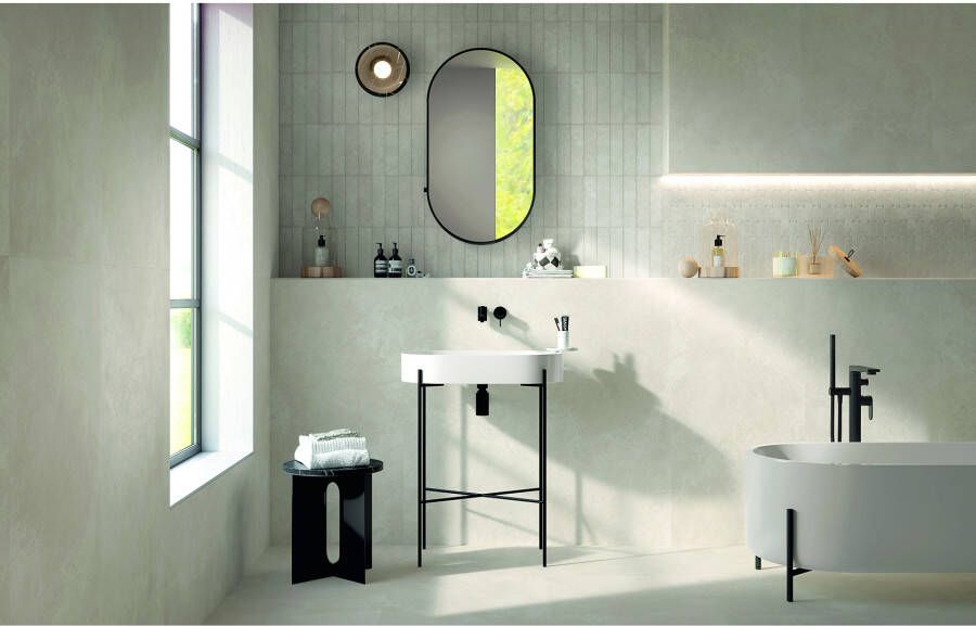 Fap Ceramiche Nobu Vloer- en wandtegel | 6x24 cm | Natuursteenlook | Mat Wit