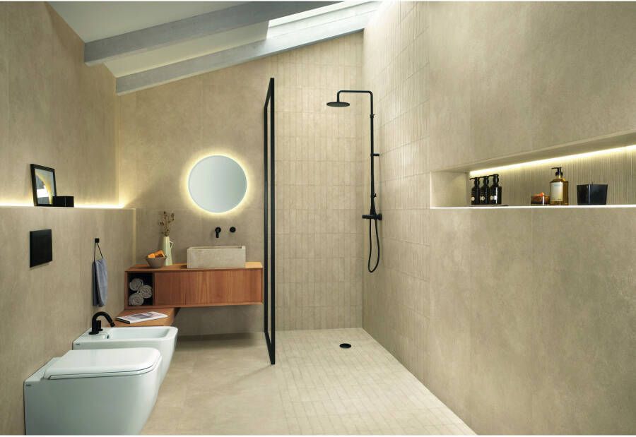 Fap Ceramiche Nobu Vloer- en wandtegel | 80x80 cm | Gerectificeerd | Natuursteenlook | Mat Beige