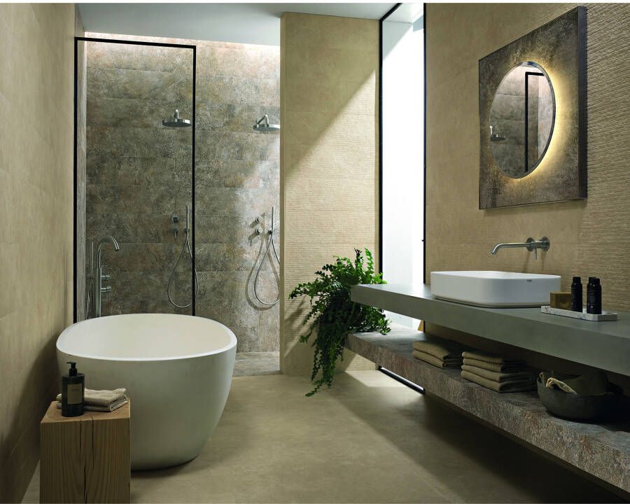 Fap Ceramiche Nobu Vloer- en wandtegel | 80x80 cm | Gerectificeerd | Natuursteenlook | Mat Bruin Grijs