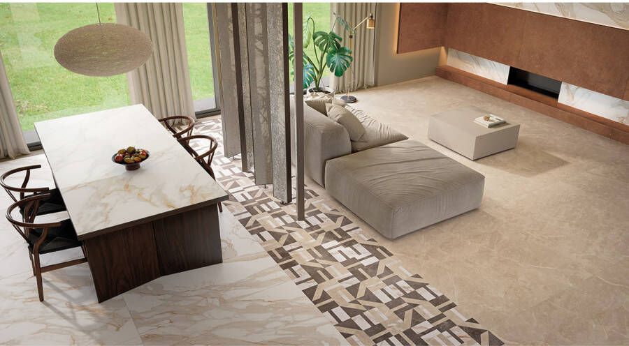 Fap Ceramiche Roma Stone Vloertegel | 120x120 cm | Gerectificeerd | Natuursteenlook | Mat Beige