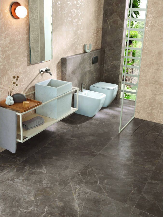 Fap Ceramiche Roma Stone Vloertegel | 80x80 cm | Gerectificeerd | Natuursteenlook | Glans Bruin