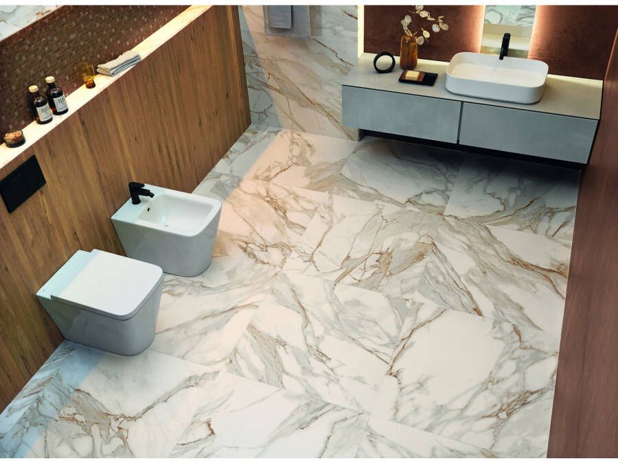 Fap Ceramiche Roma Stone Vloertegel | 80x80 cm | Gerectificeerd | Natuursteenlook | Mat Goud