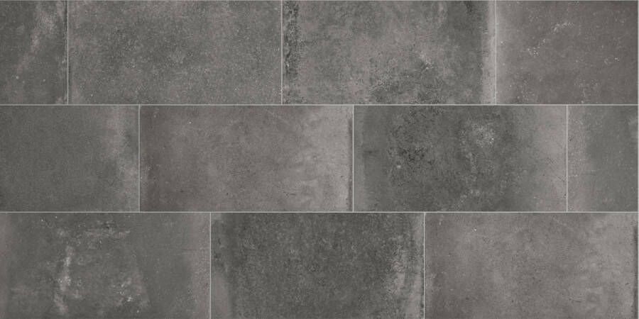 Flaviker Backstage Graphite vloertegel beton look 40x80 cm antraciet mat