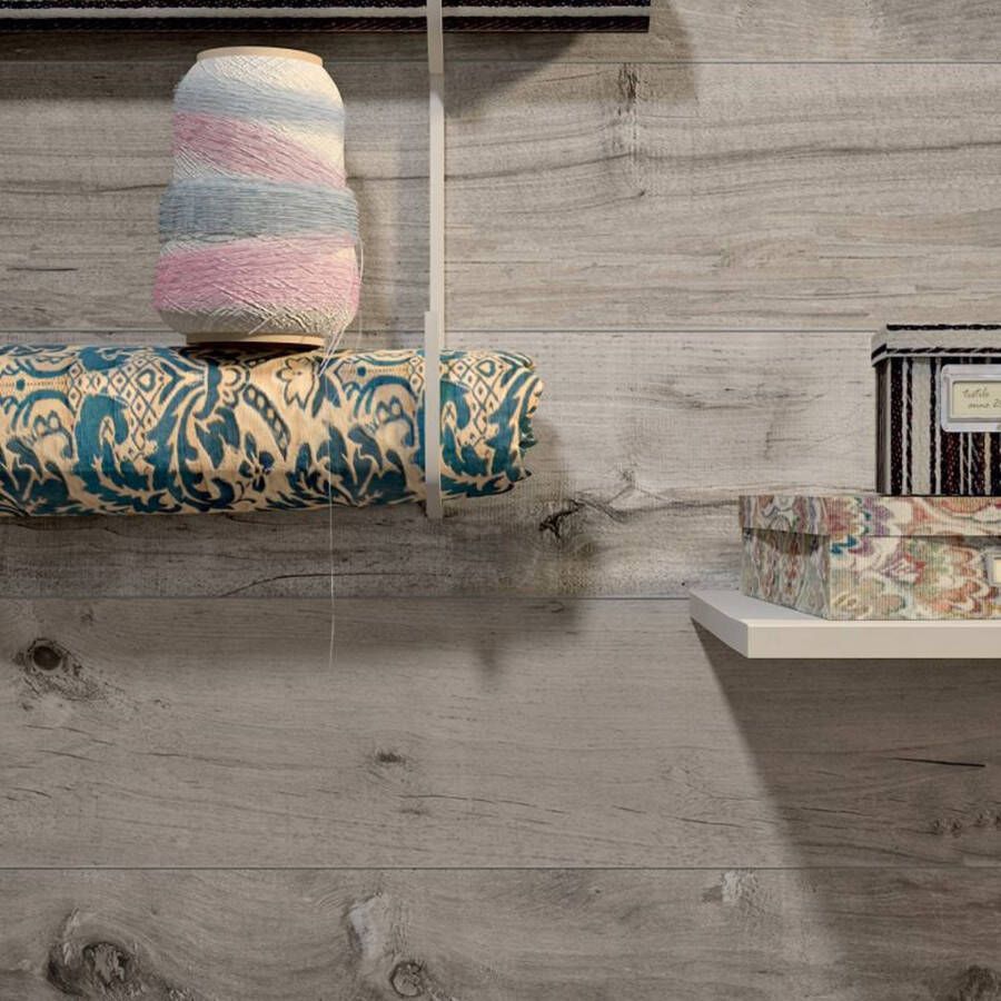 Flaviker Dakota Grigio vloertegel hout look 40x170 cm eiken grijs mat