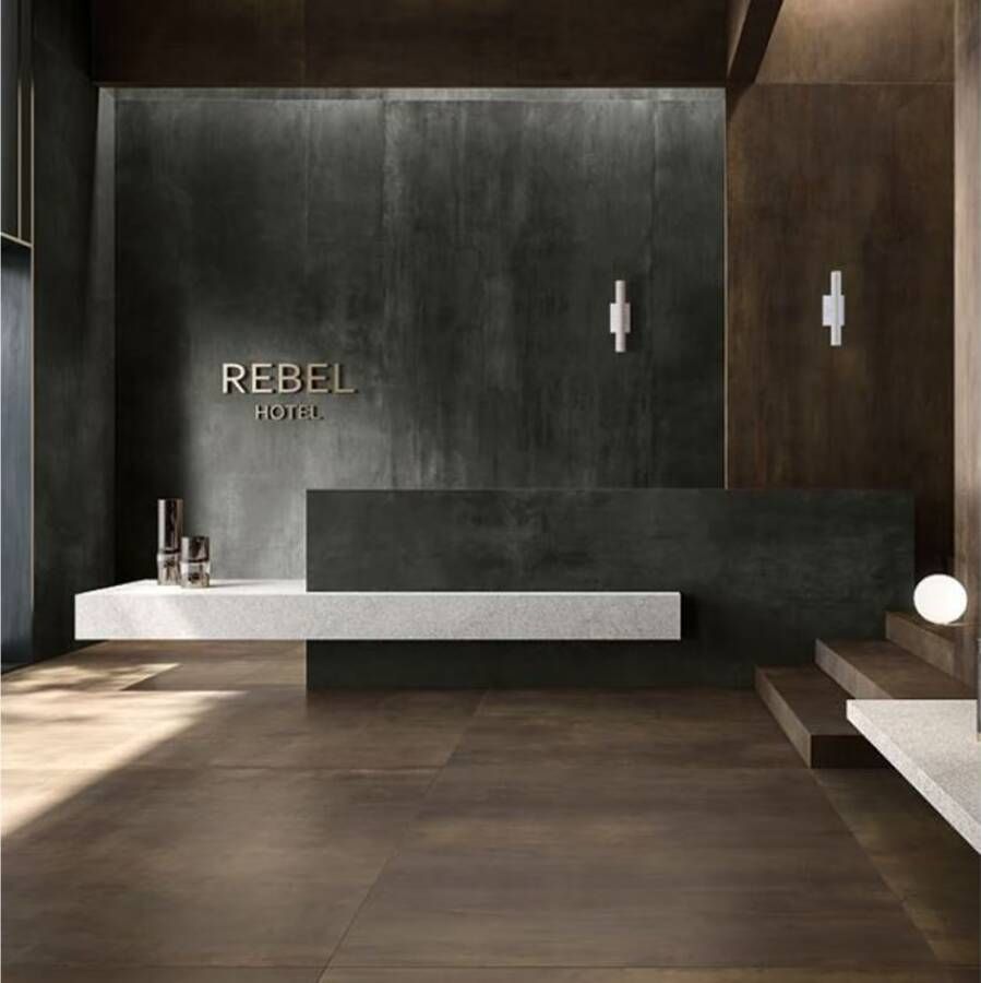 Flaviker Rebel Vloertegel | 60x120 cm | Gerectificeerd | Metallook | Mat Bruin