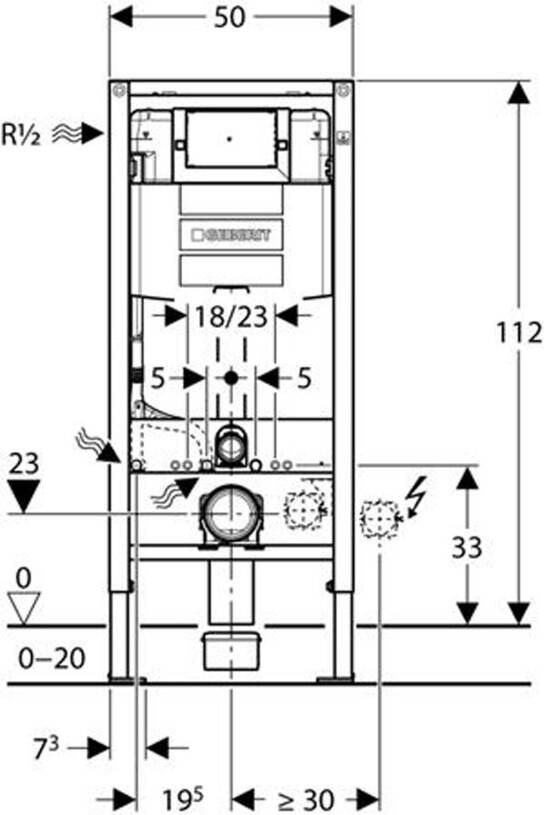 Geberit Omega inbouwreservoir 112 cm