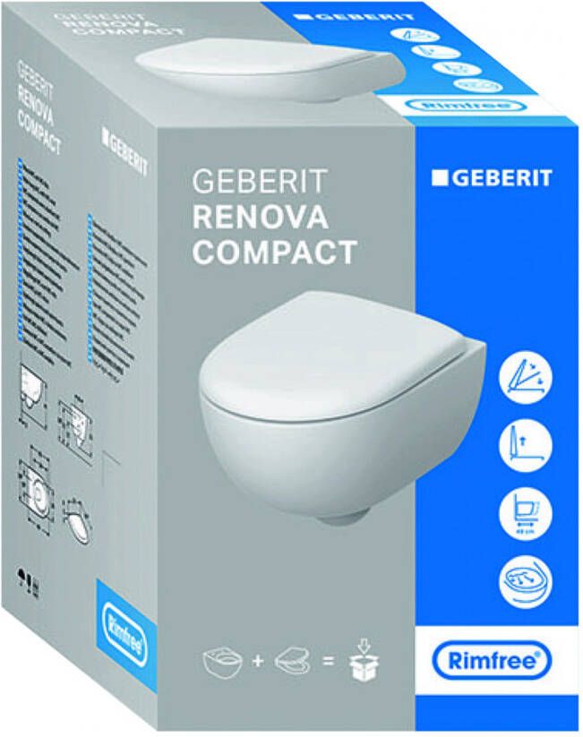 Geberit Renova Compact wandcloset met softclose zitting wit glans