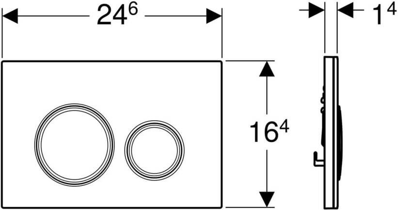 Geberit Sigma 21 bedieningsplaat 2 toets spoeling chrome ring leisteen grijs mat