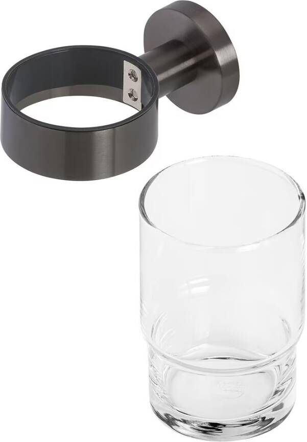 Geesa Glashouder Nemox | Met glas | Zwart metaal geborsteld