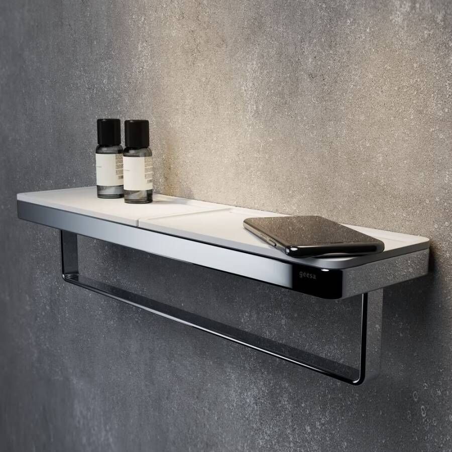 Geesa Handdoekrek Frame | 40 cm | Met plateau | Wit-Chroom