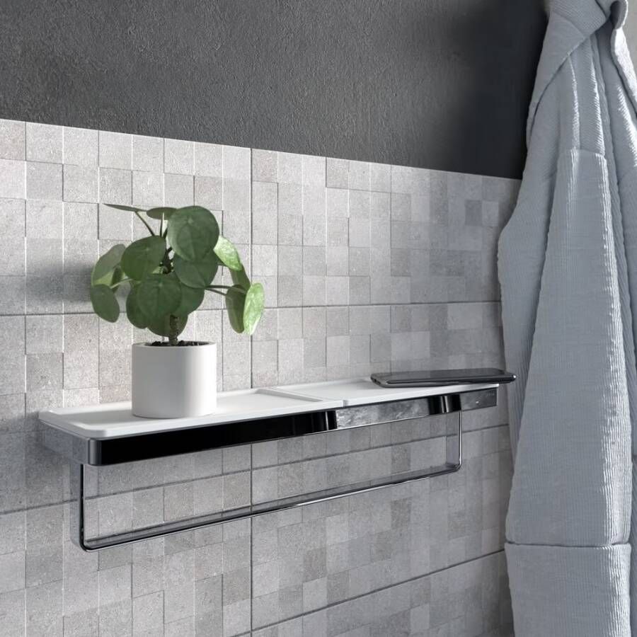 Geesa Handdoekrek Frame | 40 cm | Met plateau | Wit-Chroom