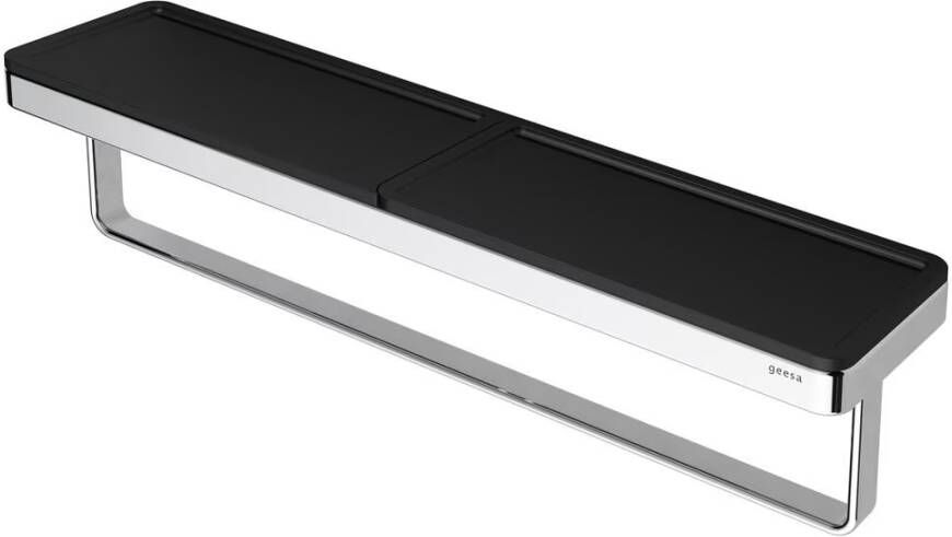 Geesa Handdoekrek Frame | 40 cm | Met plateau | Zwart-Chroom