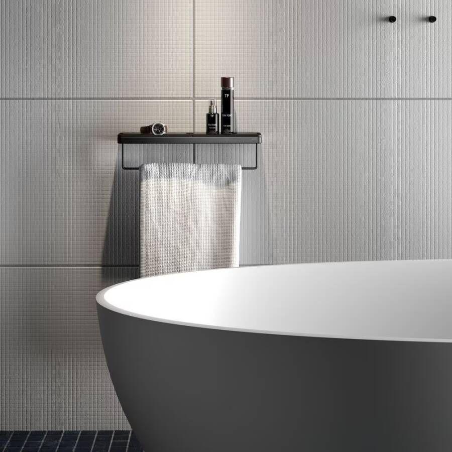Geesa Handdoekrek Frame | 40 cm | Met plateau | Zwart-Zwart