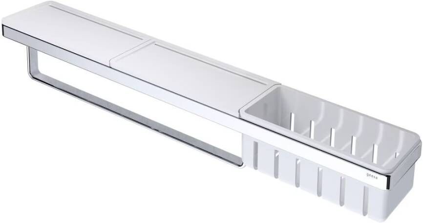 Geesa Planchet Frame | 63 cm | Met handdoekrek en douchemand | Wit-Chroom