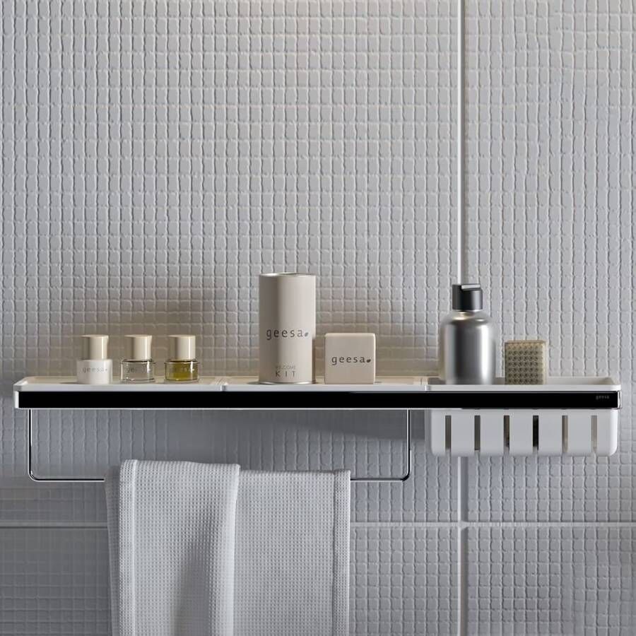 Geesa Planchet Frame | 63 cm | Met handdoekrek en douchemand | Wit-Chroom