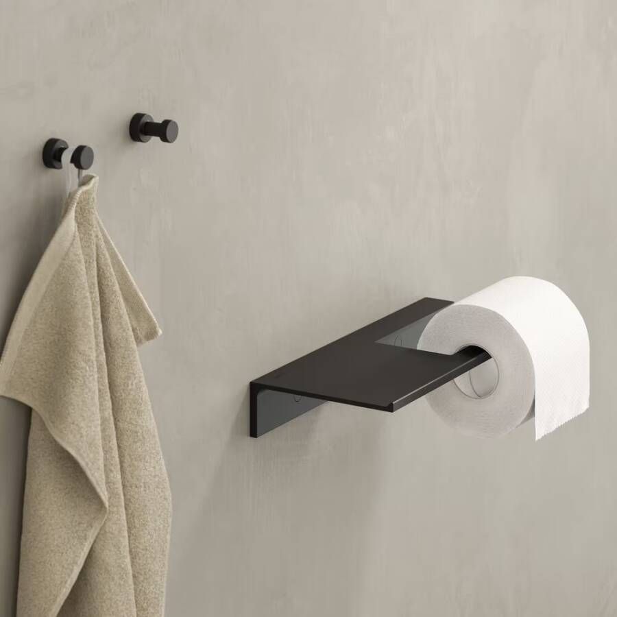 Geesa Planchet Leev | 28 cm | Met toiletrolhouder zonder klep | Zwart