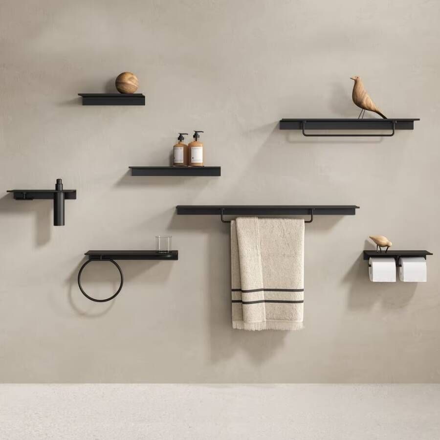 Geesa Planchet Leev | 28 cm | Met toiletrolhouder zonder klep | Zwart