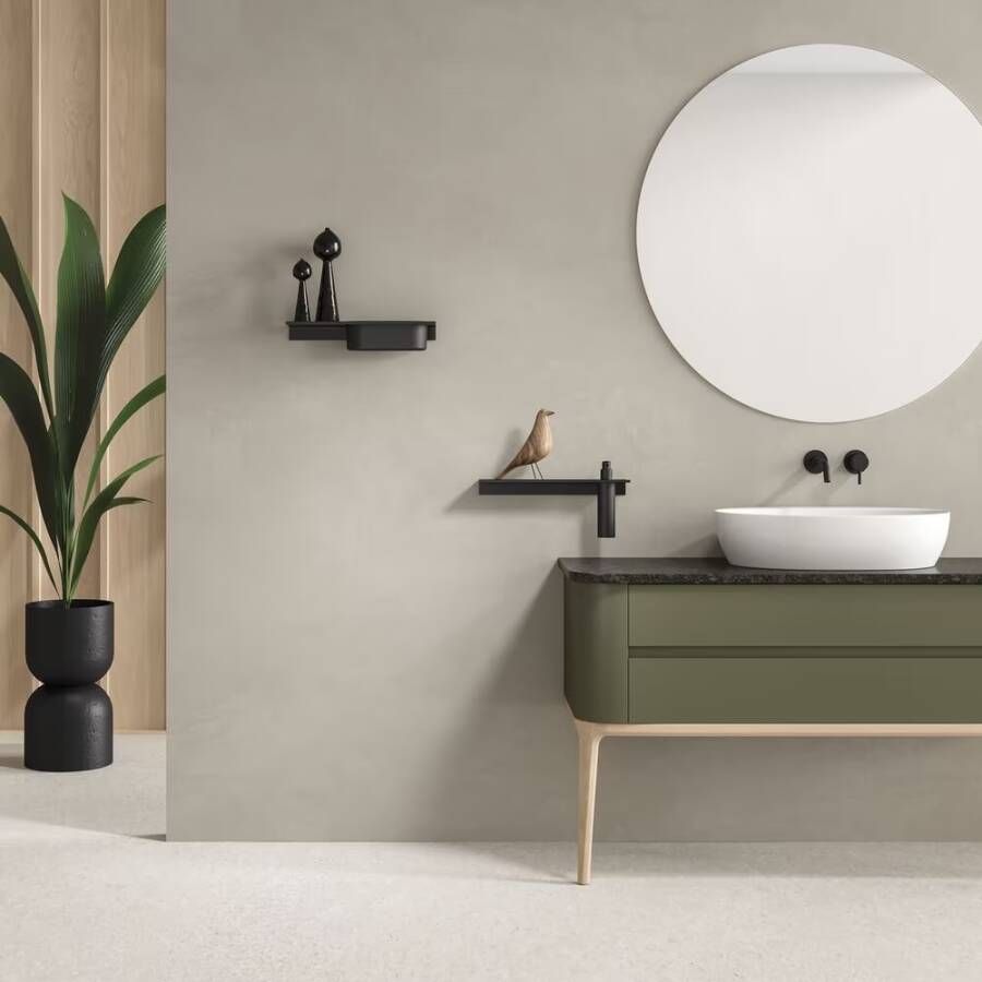 Geesa Planchet Leev | 40 cm | Met douchemand | Zwart