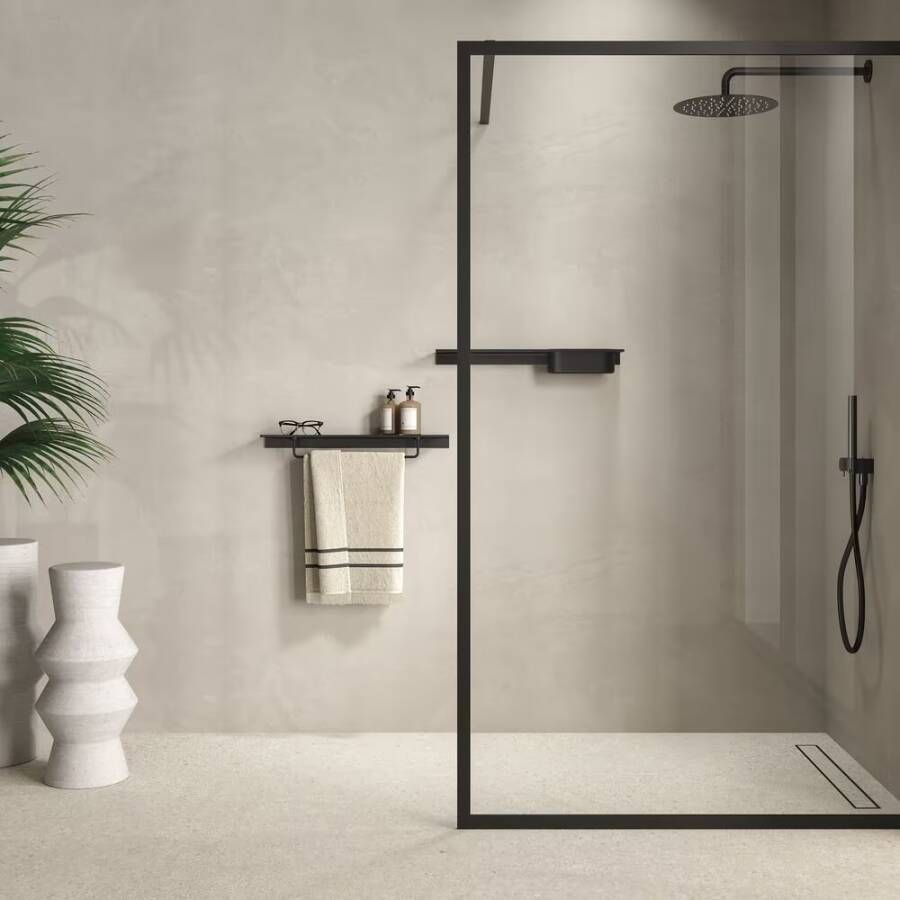 Geesa Planchet Leev | 60 cm | Met douchemand 23 cm | Zwart