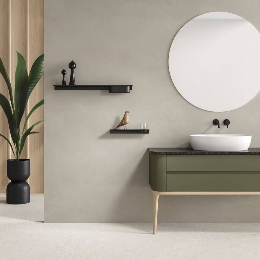 Geesa Planchet Leev | 80 cm | Met douchemand 23 cm | Zwart