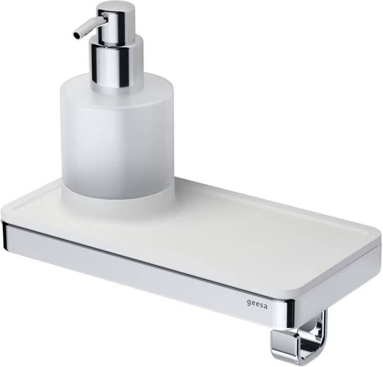 Geesa Planchet zeepdispenser Frame | 200 ml | Met handdoekhaak | Wit-Chroom