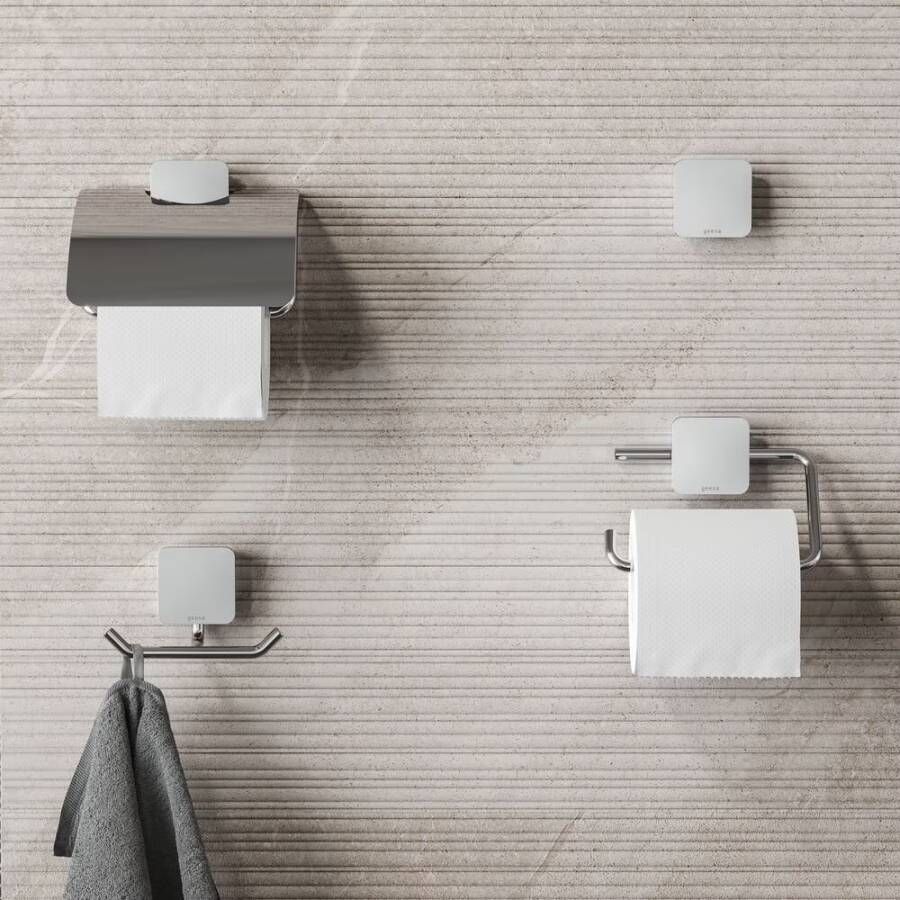 Geesa Toiletaccessorieset Topaz | Toiletborstel met houder Toiletrolhouder met klep Handdoekhaak | Chroom