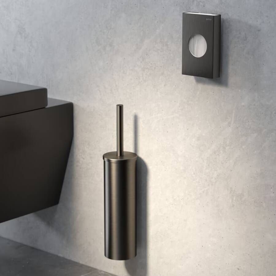 Geesa Toiletborstel Nemox | Met houder | Zwart metaal geborsteld