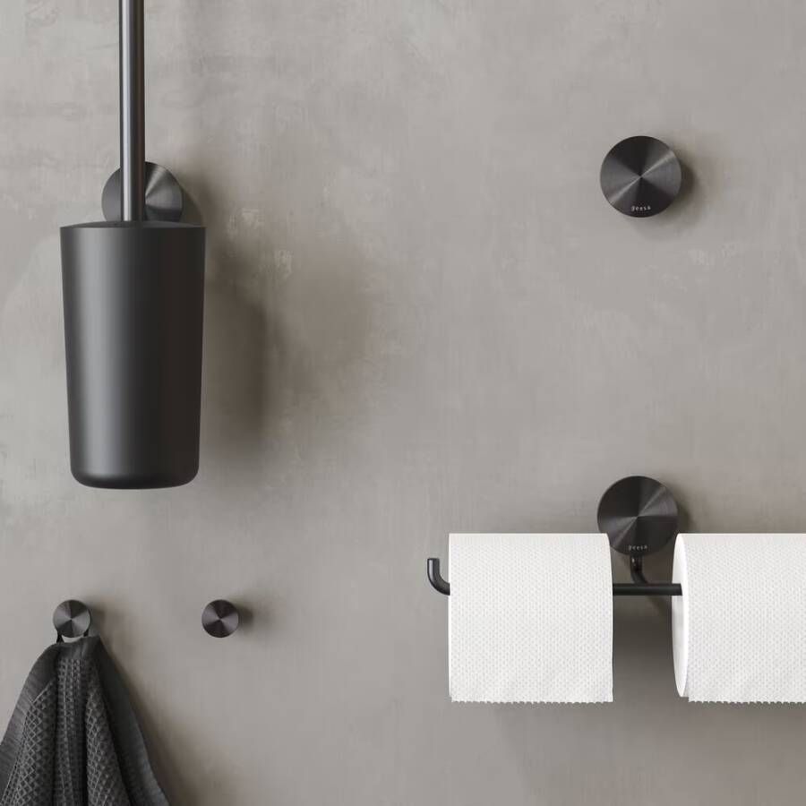 Geesa Toiletborstel Opal | Met houder | Zwart metaal geborsteld