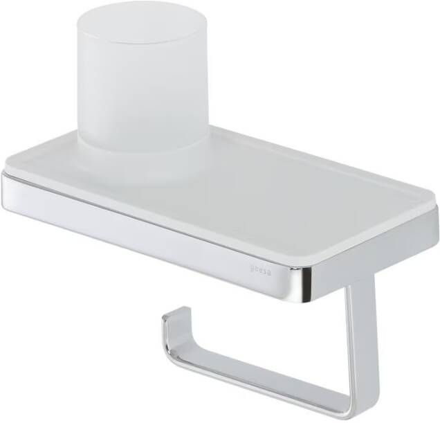 Geesa Toiletrolhouder Frame | Met planchet en LED lichthouder | Wit-Chroom
