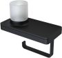 Geesa Toiletrolhouder Frame | Met planchet en LED lichthouder | Zwart - Thumbnail 2