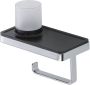 Geesa Toiletrolhouder Frame | Met planchet en LED lichthouder | Zwart-Chroom - Thumbnail 2