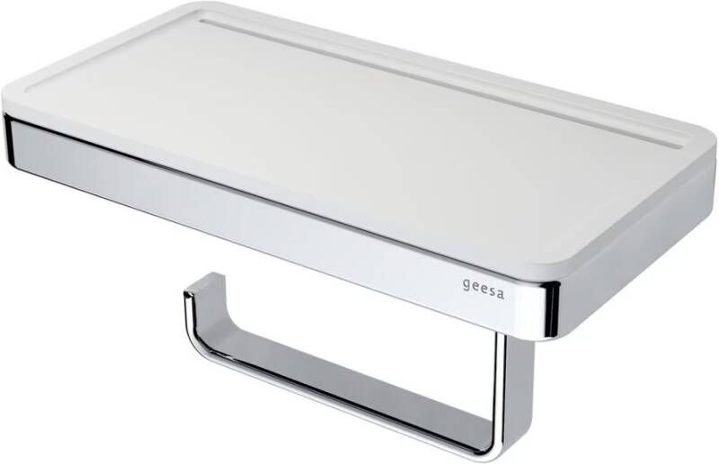 Geesa Toiletrolhouder Frame | Met planchet | Wit-Chroom