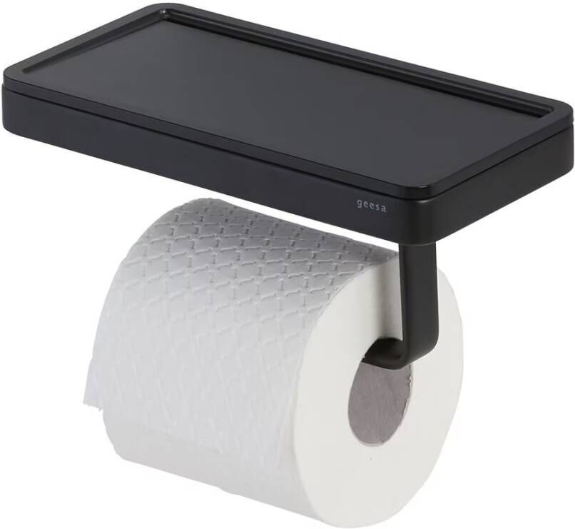 Geesa Toiletrolhouder Frame | Met planchet | Zwart