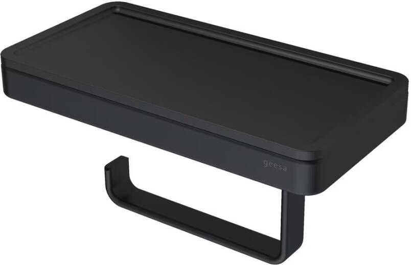 Geesa Toiletrolhouder Frame | Met planchet | Zwart