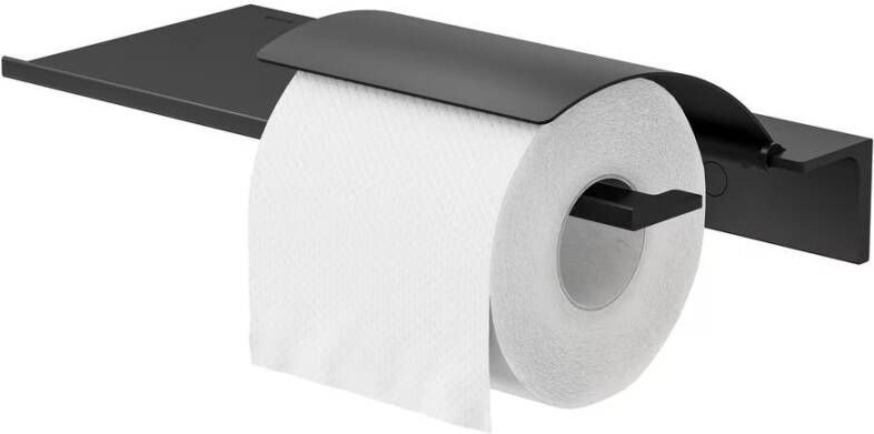Geesa Toiletrolhouder Leev | Met planchet en klep | Zwart