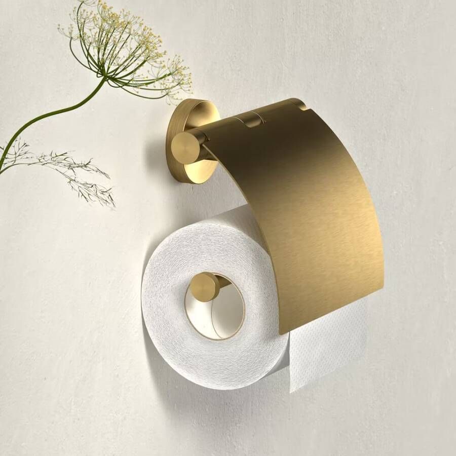 Geesa Toiletrolhouder Nemox | Met klep | Goud geborsteld