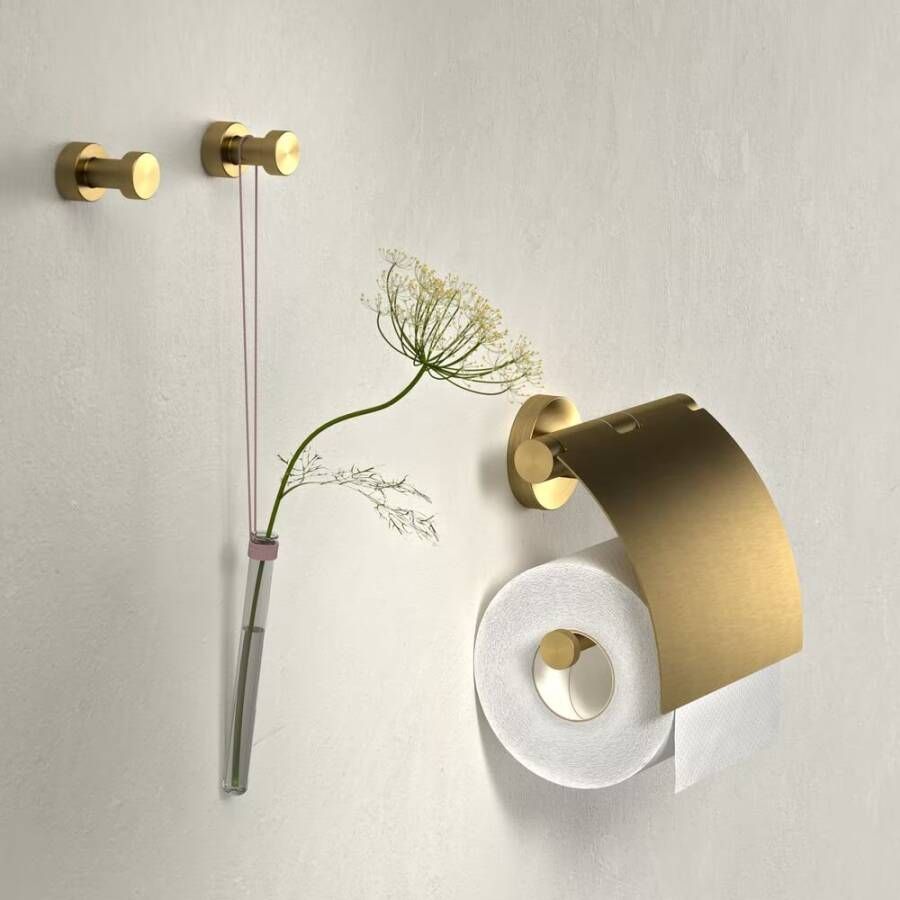 Geesa Toiletrolhouder Nemox | Met klep | Goud geborsteld