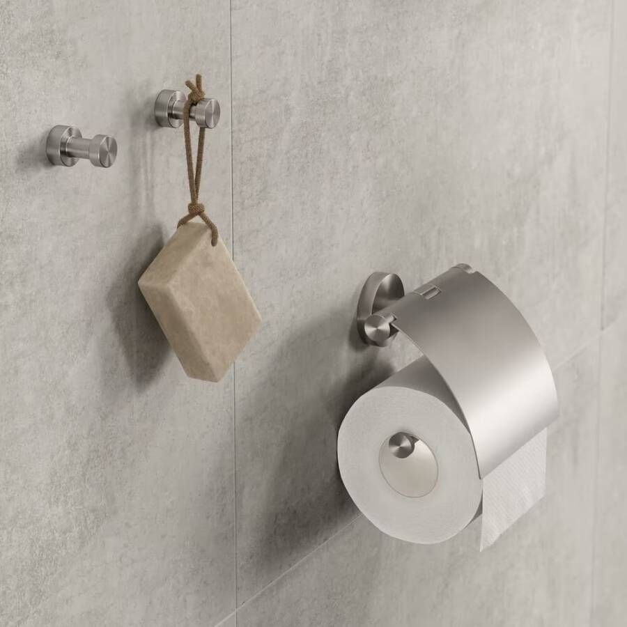 Geesa Toiletrolhouder Nemox | Met klep | RVS geborsteld