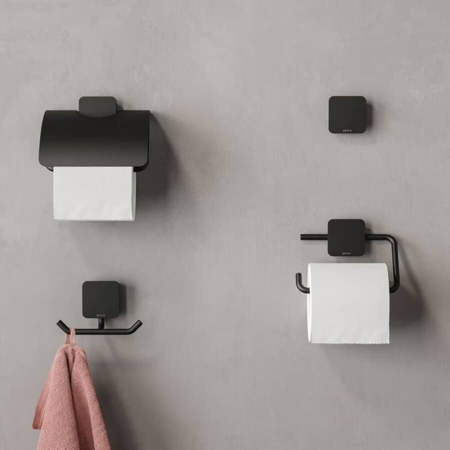 Geesa Toiletrolhouder Topaz | Met klep | Zwart