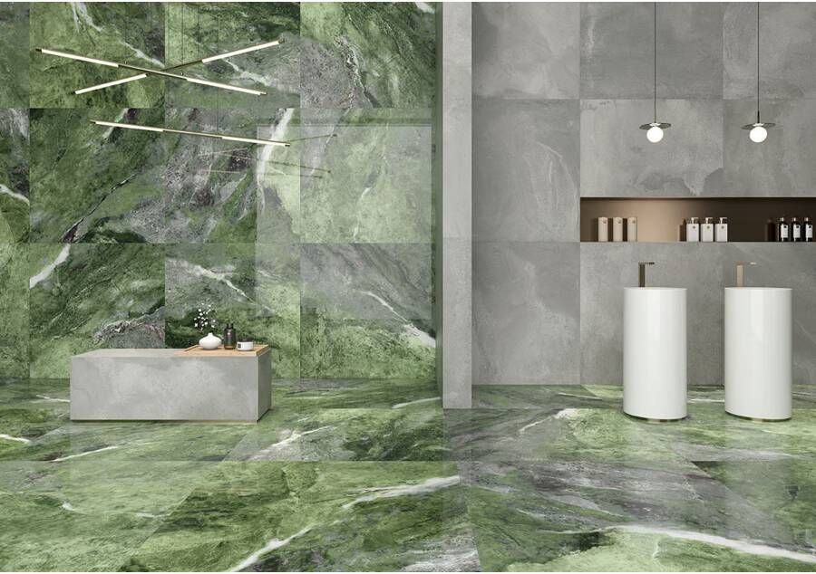 Geo Tiles Amazona Vloertegel | 60x120 cm | Gerectificeerd | Marmerlook | Glans Groen