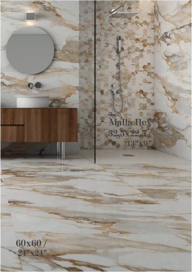 Geo Tiles Crash Vloertegel | 60x120 cm | Gerectificeerd | Marmerlook | Mat Beige