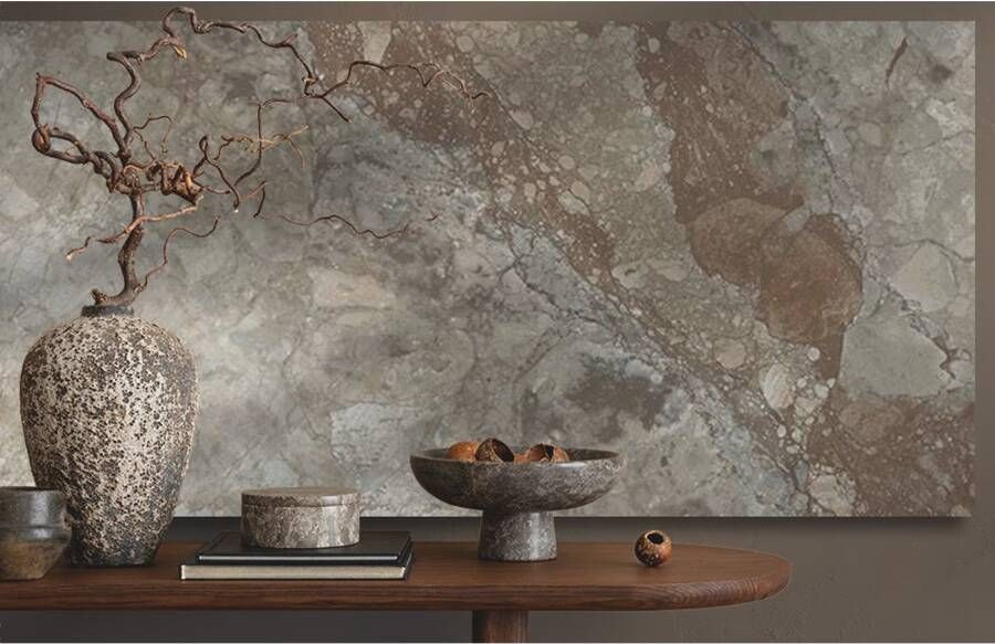 Geo Tiles Leyte Vloertegel | 60x120 cm | Gerectificeerd | Marmerlook | Glans Bruin