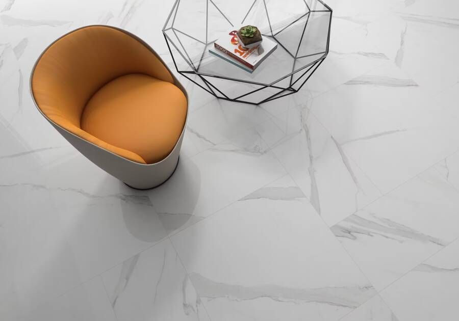 Geo Tiles Statuary Vloertegel | 120x120 cm | Gerectificeerd | Marmerlook | Mat Wit