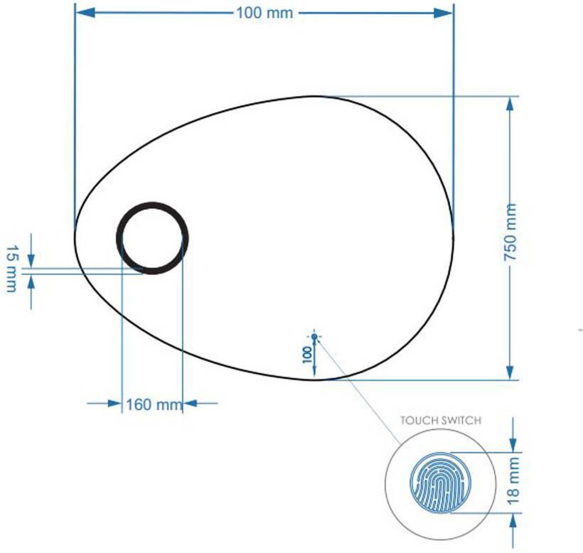 Gliss Design Atlas driehoekige spiegel met verlichting en spiegelverwarming 100 x 75 cm