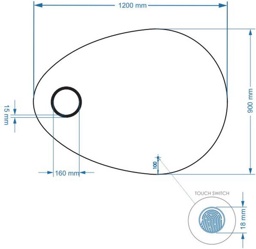 Gliss Design Atlas driehoekige spiegel met verlichting en spiegelverwarming 120 x 90 cm