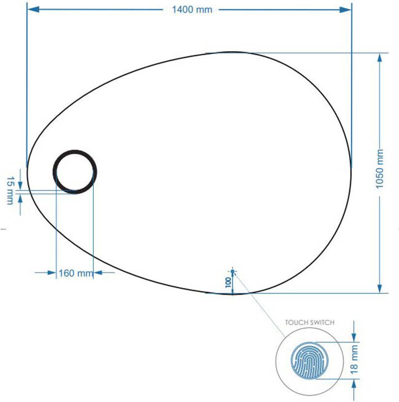 Gliss Design Atlas driehoekige spiegel met verlichting en spiegelverwarming 140 x 105 cm