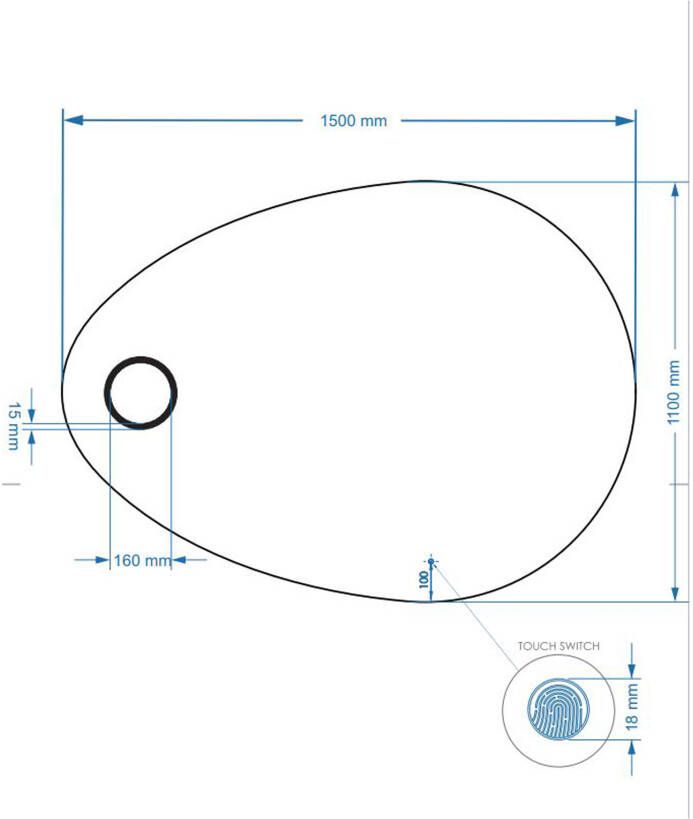 Gliss Design Atlas driehoekige spiegel met verlichting en spiegelverwarming 150 x 100 cm