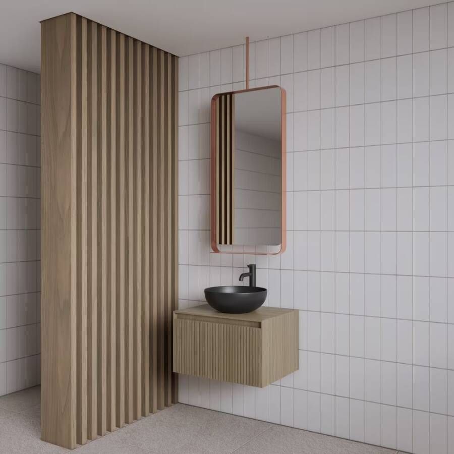Gliss Design Badkamerspiegel Astra | 50x100 cm | Met planchet | Rechthoekig | Koper rose